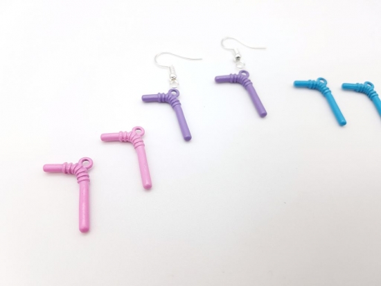 Preview: Mini Strohhalm Ohrhänger farbig